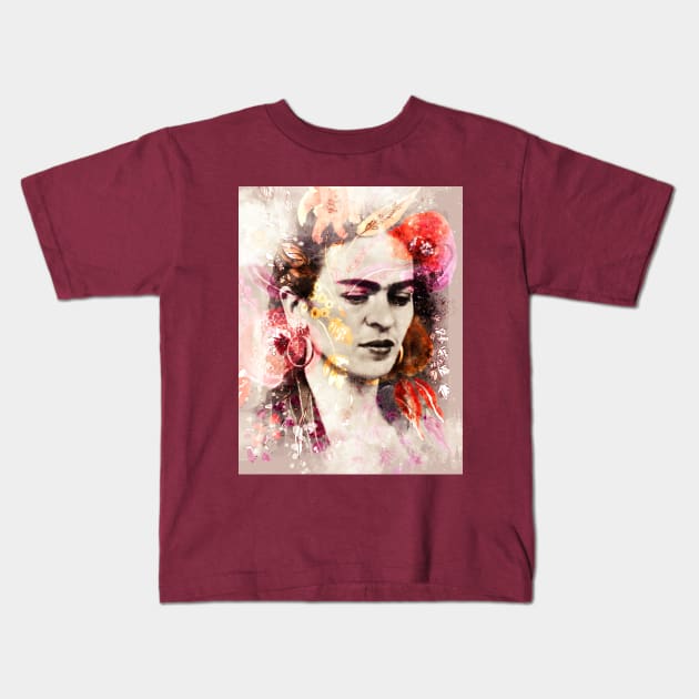 Frida Kahlo art poster Kids T-Shirt by GalleryArtField